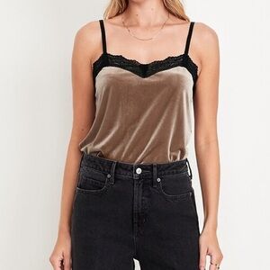 NWT Old Navy Lace Trim Velvet Top
